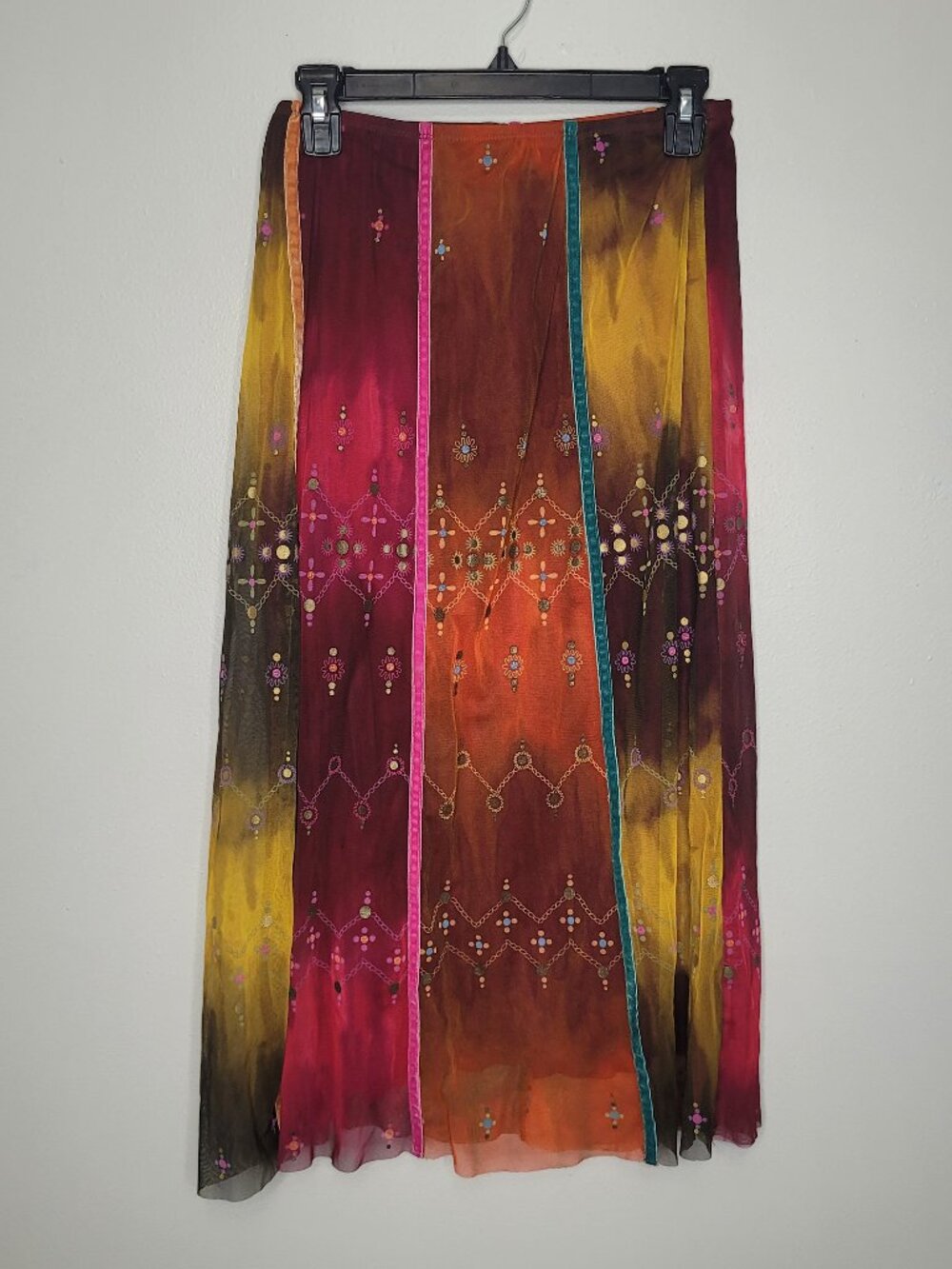 y2k West End multicolor artsy boho witchy grunge fairy midi maxi pull on skirt M